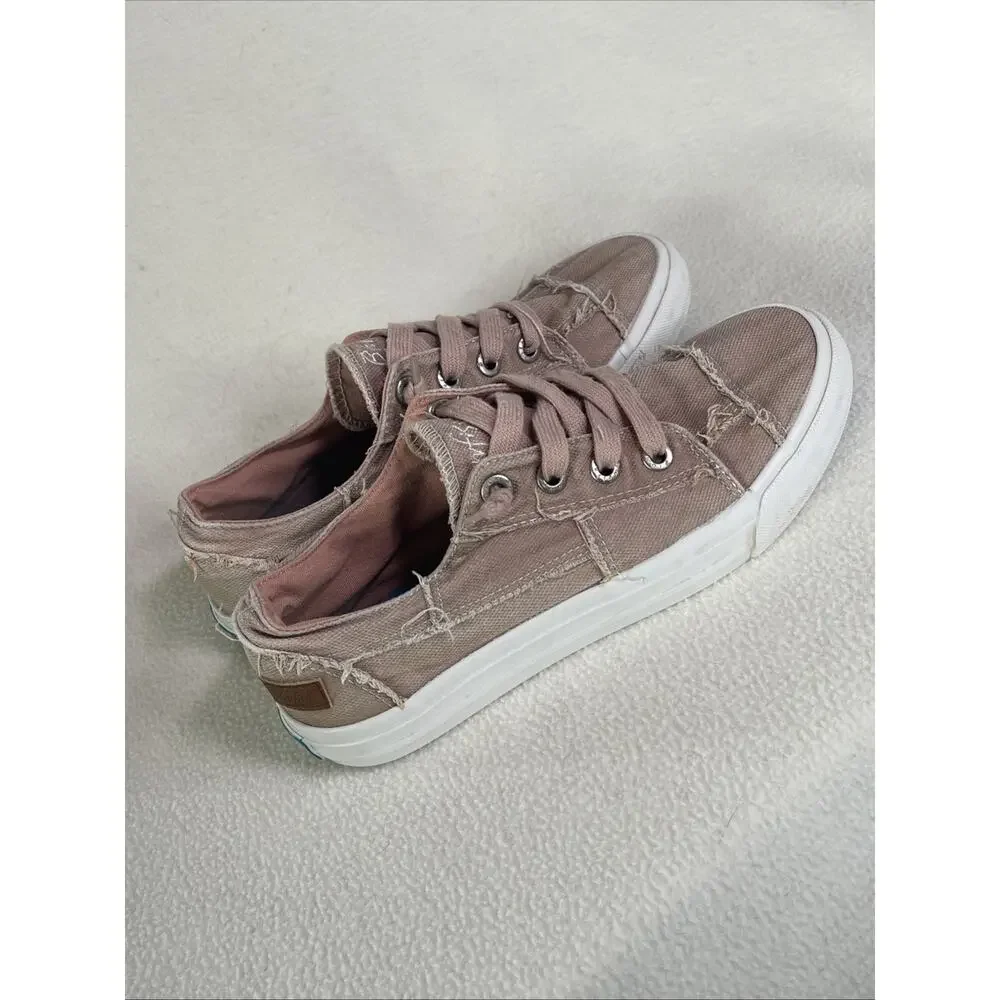 Blowfish Malibu Fixed-Lace Dusty Rose Canvas Sneakers (For Women) - Size 8 US